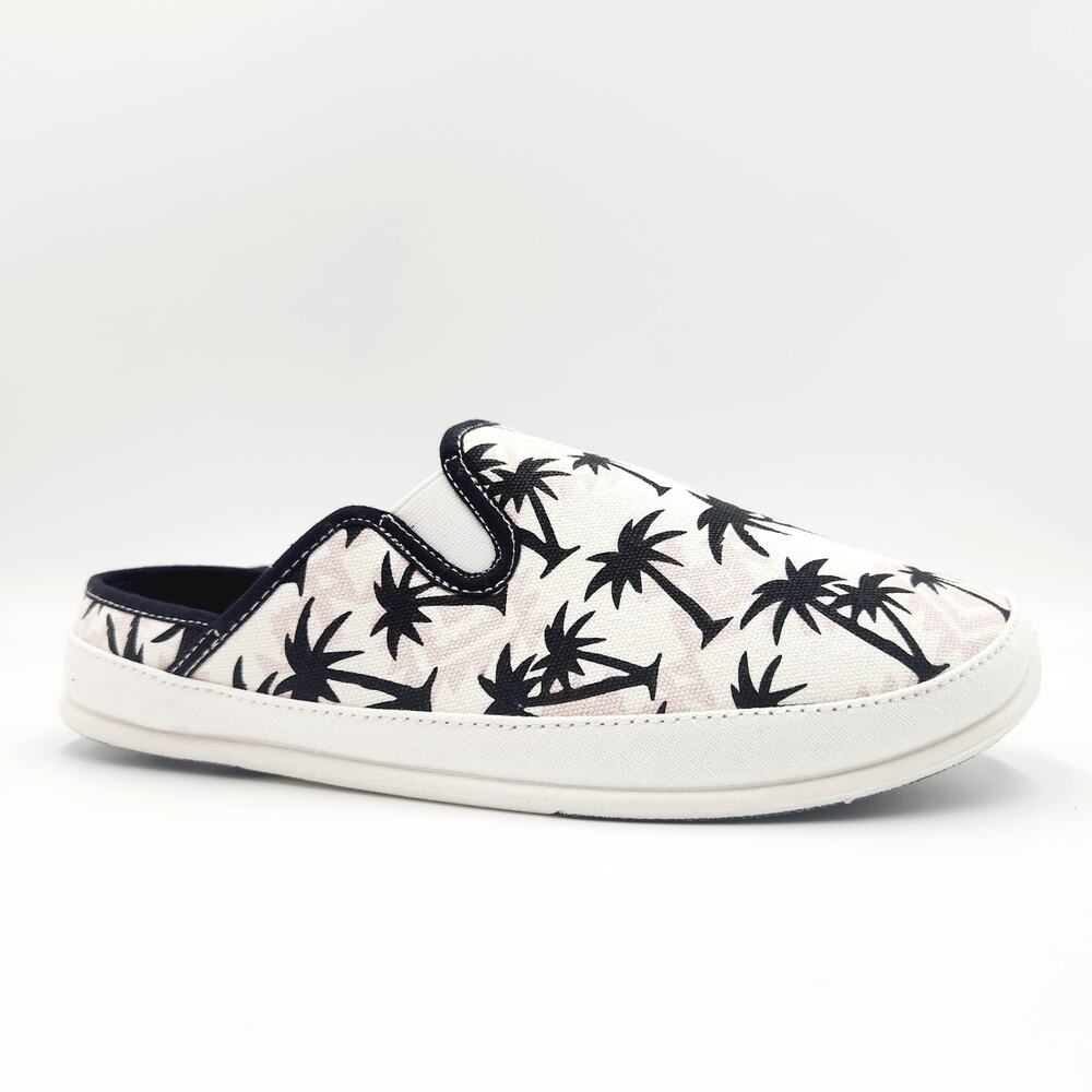 Deer Stags Men's White Palm Print Canvas Spike Indoor/Outdoor Slippers Size 13